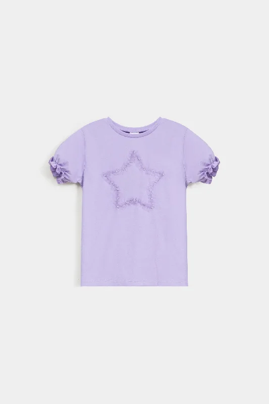 T-Shirt With Frill Star Details